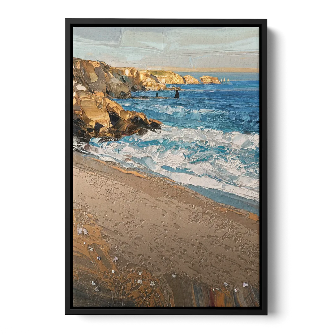 La Jolla Golden Coast Front - Black Canvas Wall Art