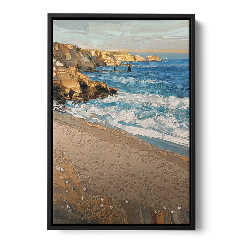La Jolla Golden Coast Front - Black Canvas Wall Art