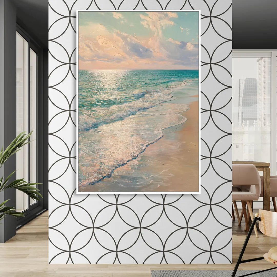 La Jolla Ocean Breeze Sitting Room - White Canvas Wall Art