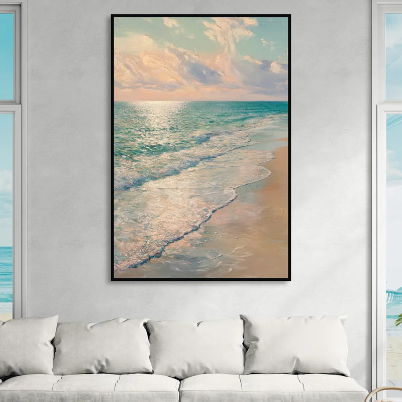 La Jolla Ocean Breeze Sitting Room - Black Canvas Wall Art