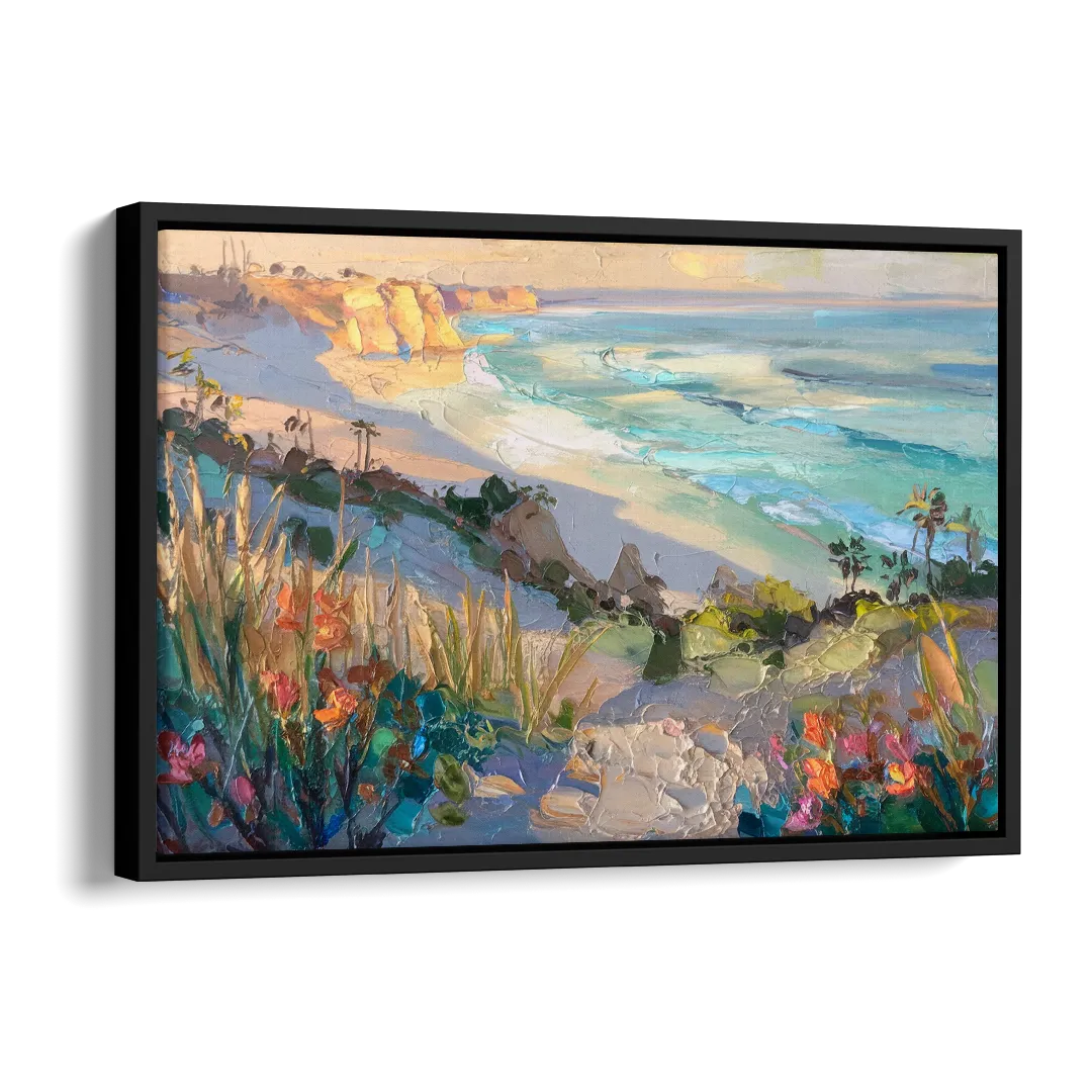 La Jolla Pacific Blues Side - Black Canvas Wall Art