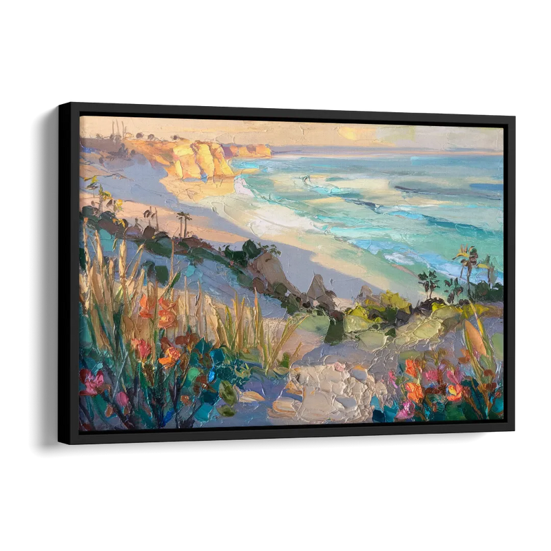 La Jolla Pacific Blues Side - Black Canvas Wall Art
