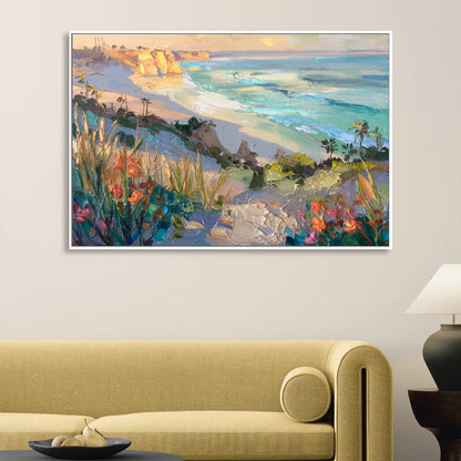 La Jolla Pacific Blues Sitting Room - White Canvas Wall Art