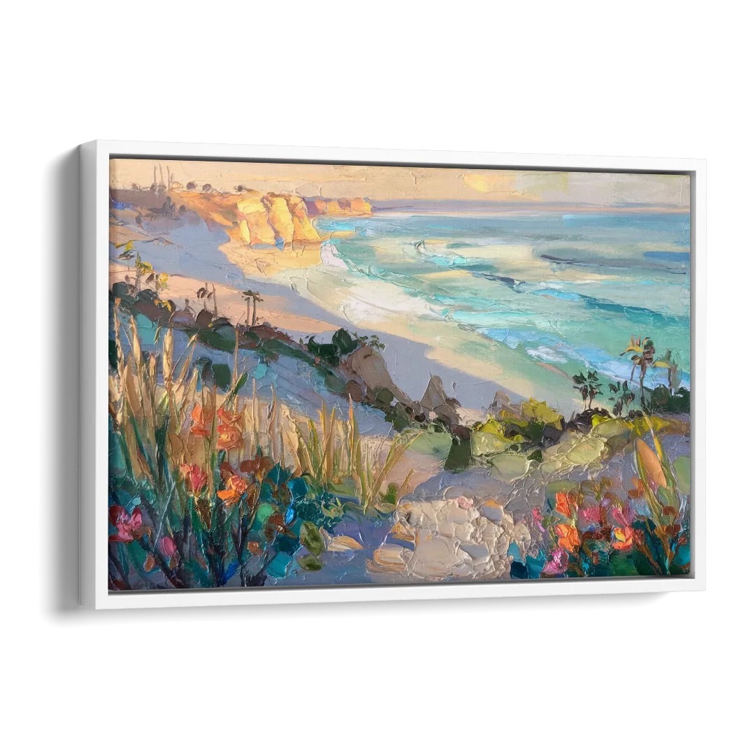 La Jolla Pacific Blues Side - White Canvas Wall Art