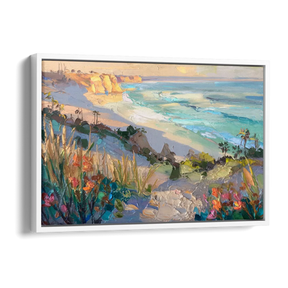 La Jolla Pacific Blues Side - White Canvas Wall Art