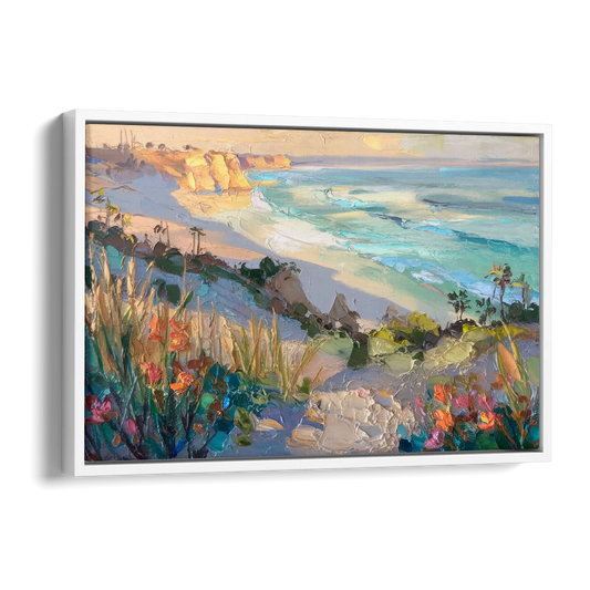 La Jolla Pacific Blues Side - White Canvas Wall Art