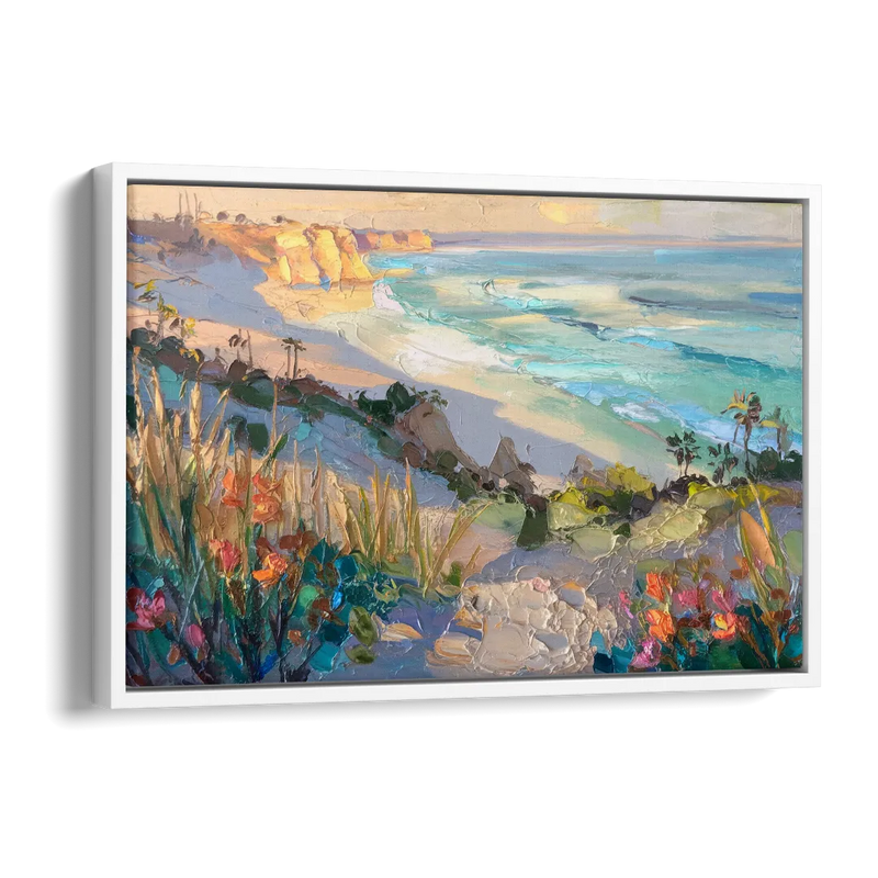 La Jolla Pacific Blues Side - White Canvas Wall Art
