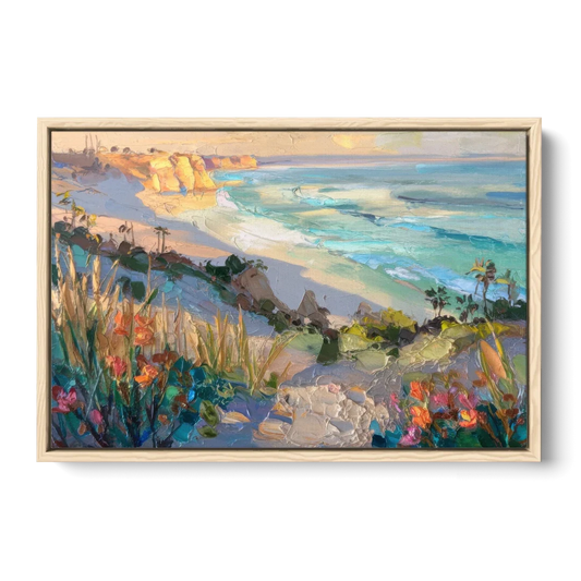 La Jolla Pacific Blues - Oak Framed Canvas Wall Art - Front