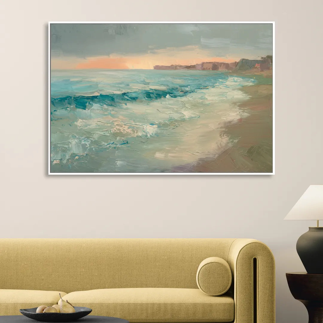 La Jolla Seaside Charm Living Room - White Canvas Wall Art
