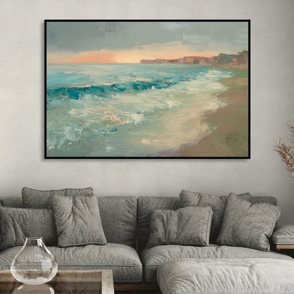 La Jolla Seaside Charm Living Room - Black Canvas Wall Art