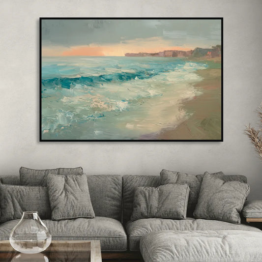 La Jolla Seaside Charm Living Room - Black Canvas Wall Art
