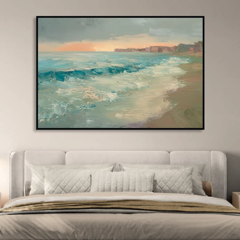 La Jolla Seaside Charm Sitting Room - Black Canvas Wall Art