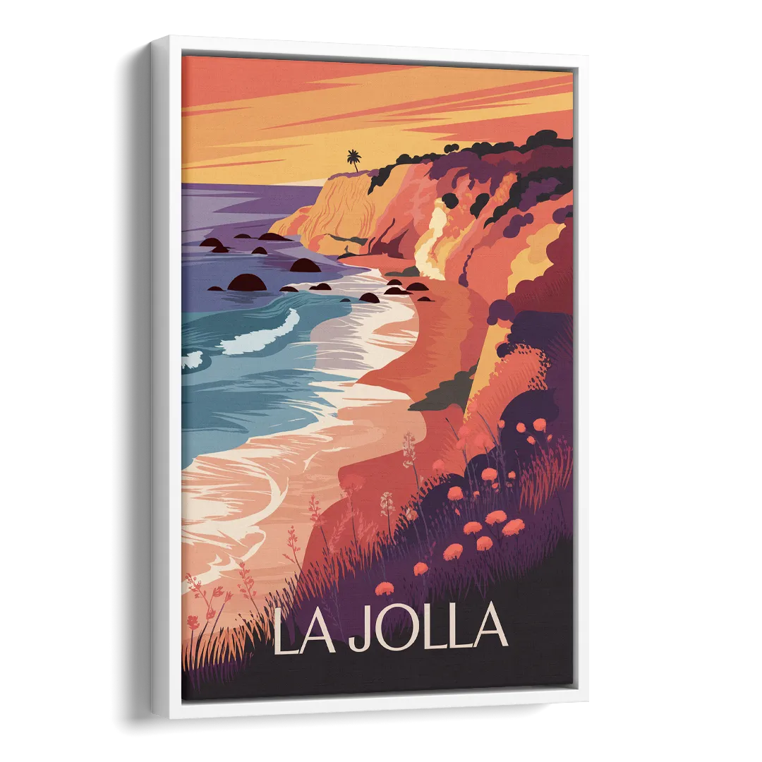La Jolla Sunset Views Side - White Canvas Wall Art