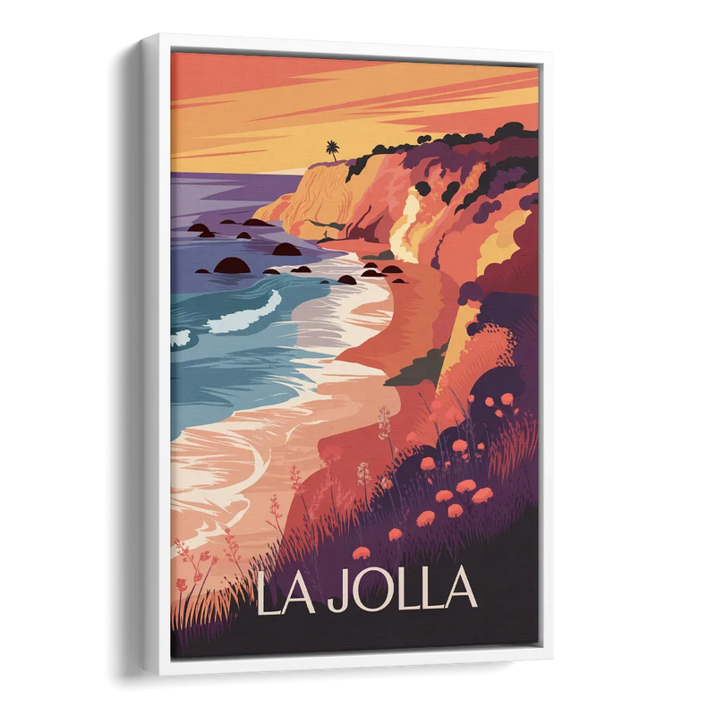 La Jolla Sunset Views Side - White Canvas Wall Art