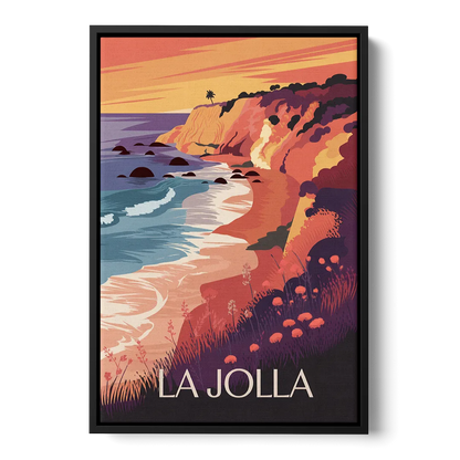 La Jolla Sunset Views Front - Black Canvas Wall Art