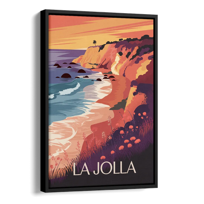 La Jolla Sunset Views Side - Black Canvas Wall Art