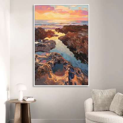 La Jolla Tidepools Living Room - White Canvas Wall Art