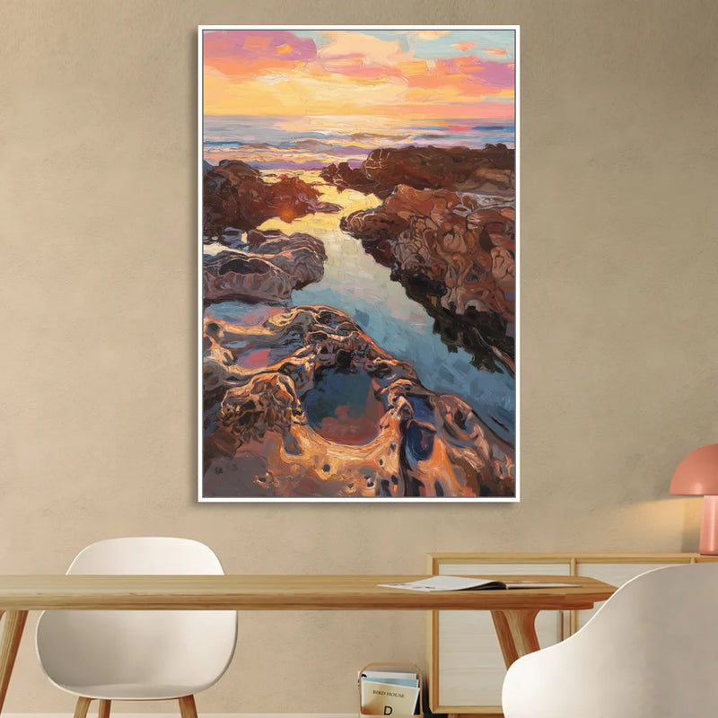La Jolla Tidepools Sitting Room - White Canvas Wall Art