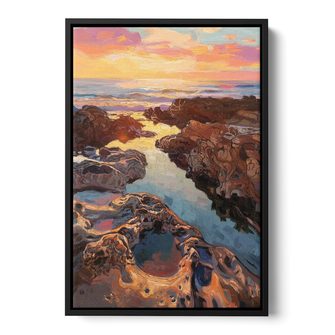 La Jolla Tidepools Front - Black Canvas Wall Art
