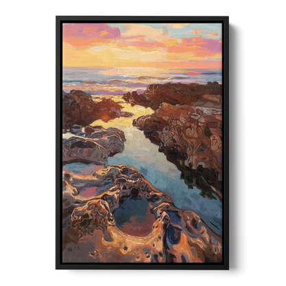 La Jolla Tidepools Front - Black Canvas Wall Art