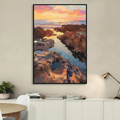 La Jolla Tidepools Living Room - Black Canvas Wall Art