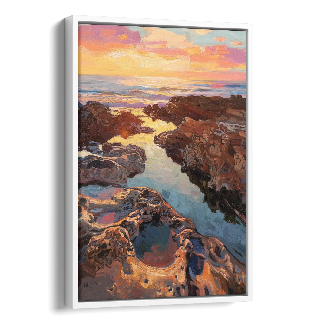 La Jolla Tidepools Side - White Canvas Wall Art