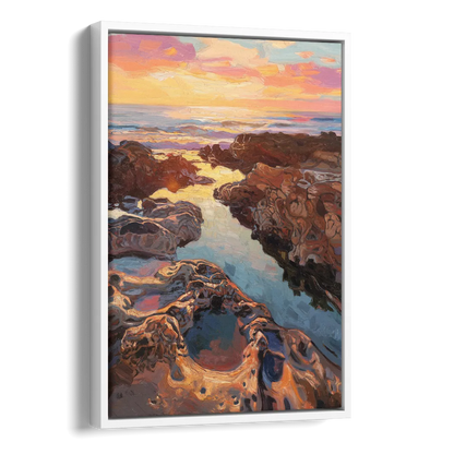 La Jolla Tidepools Side - White Canvas Wall Art