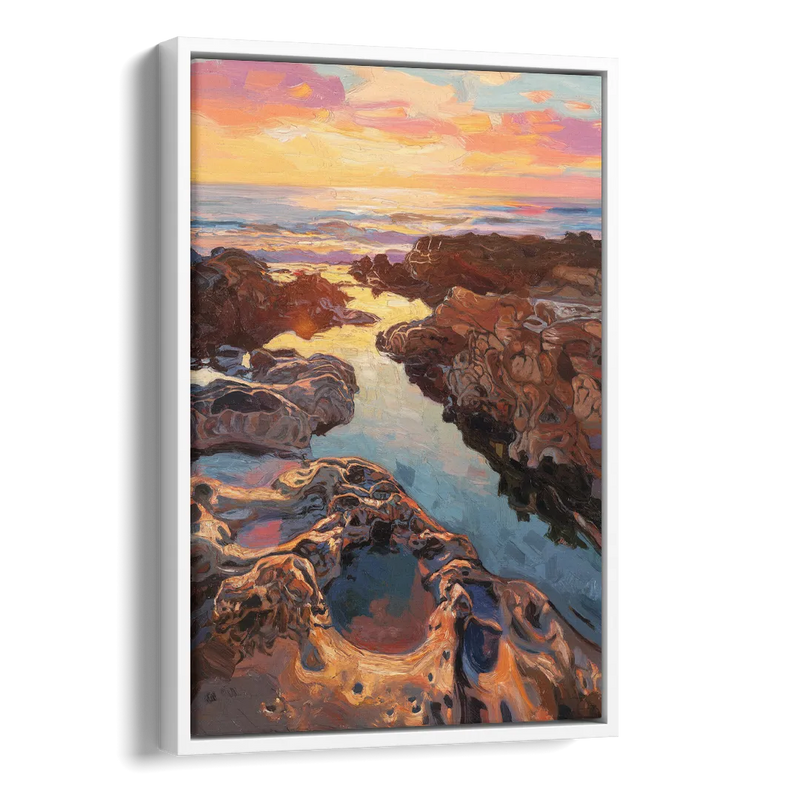 La Jolla Tidepools Side - White Canvas Wall Art