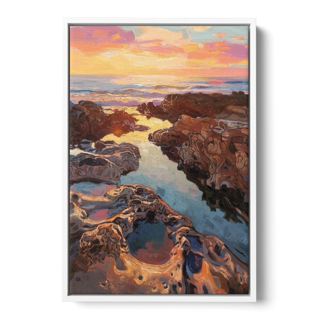 La Jolla Tidepools Front - White Canvas Wall Art