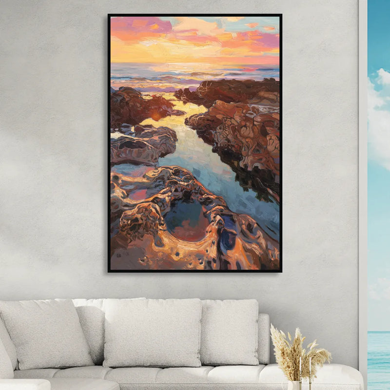 La Jolla Tidepools Sitting Room - Black Canvas Wall Art