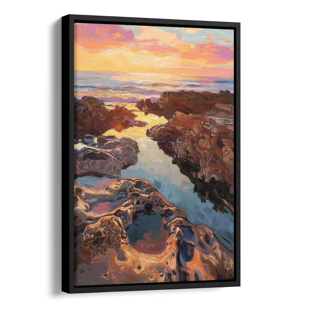 La Jolla Tidepools Side - Black Canvas Wall Art