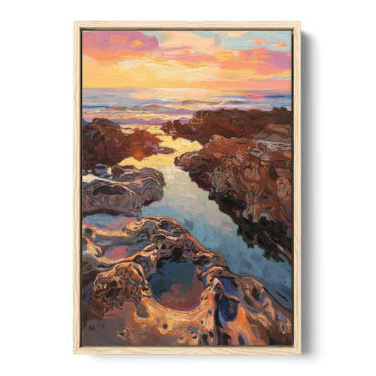 La Jolla Tidepools - Oak Framed Canvas Wall Art - Front