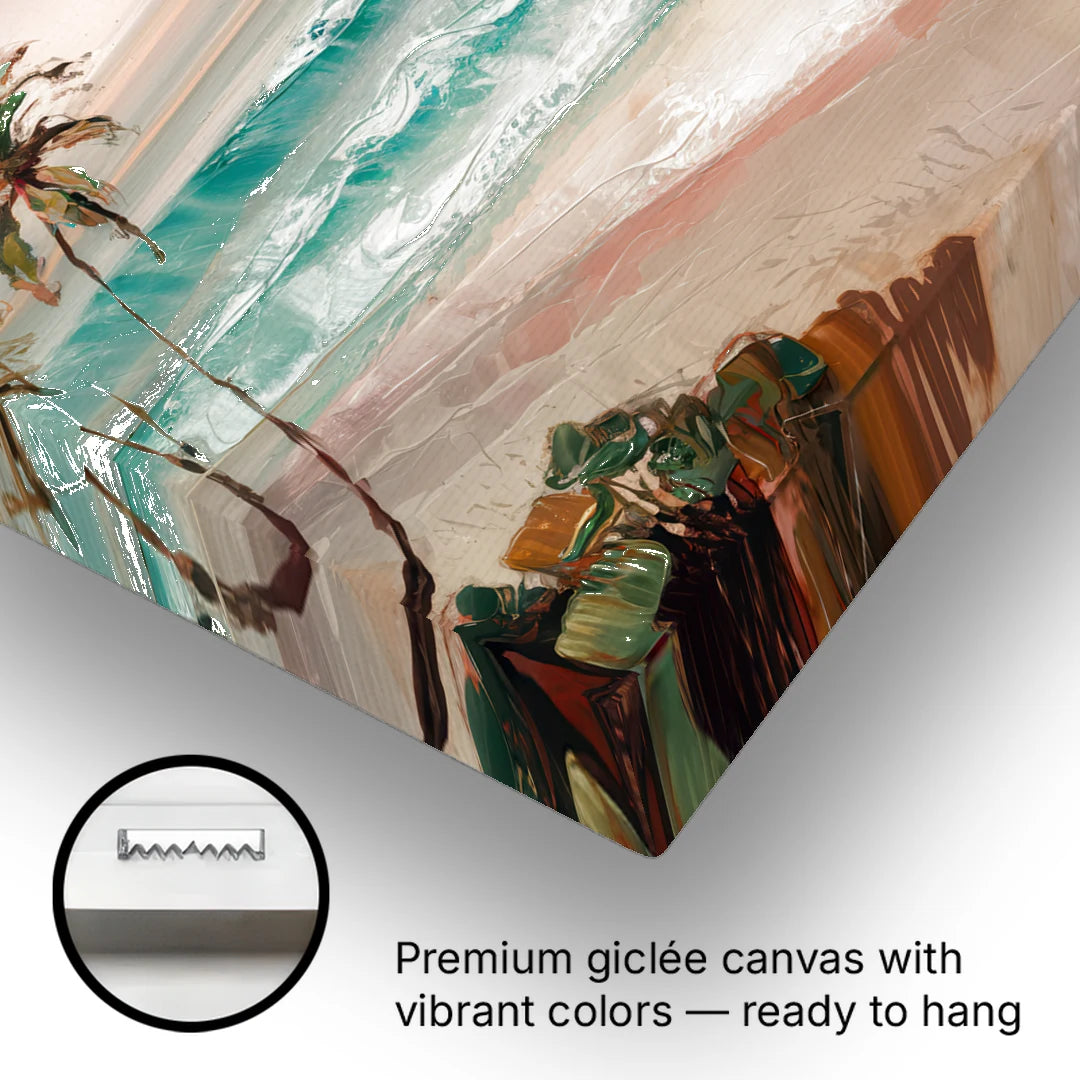 La Jolla Waves And Palms - Canvas Wall Art - Gallery Wrap Corner