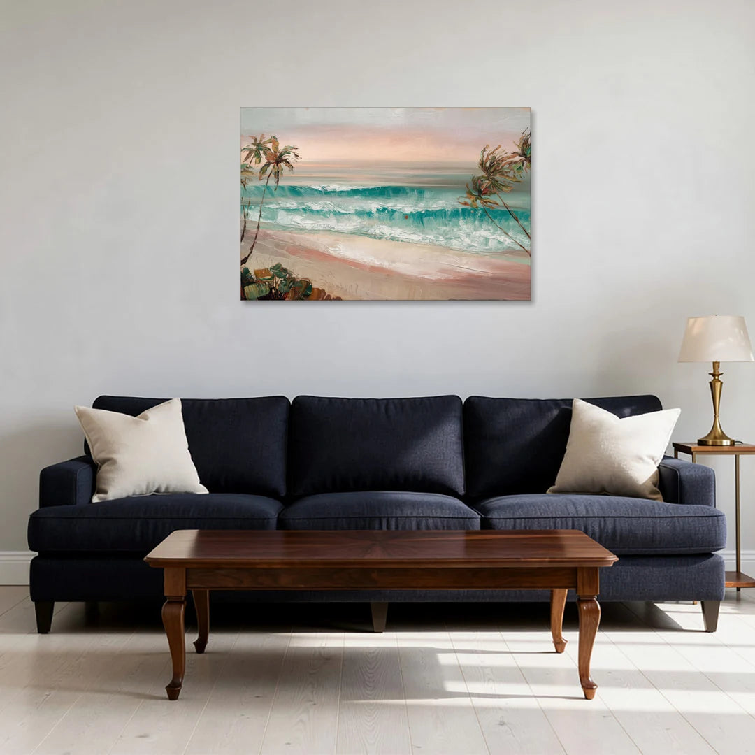 La Jolla Waves And Palms - Canvas Wall Art - Sofa - 36x24