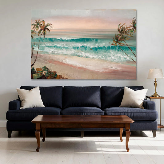 La Jolla Waves And Palms - Canvas Wall Art - Sofa - 60x40