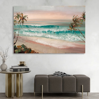 La Jolla Waves And Palms Sitting Room - Canvas Wall Art