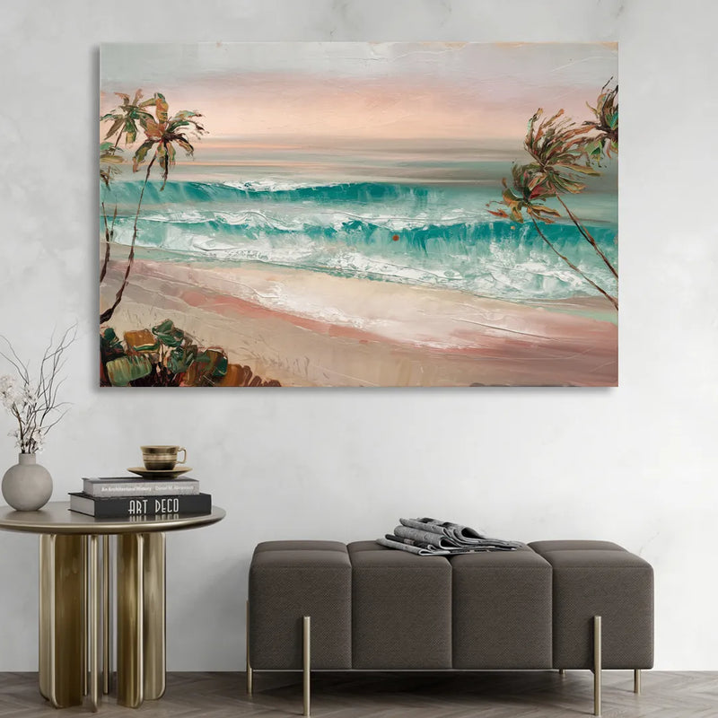 La Jolla Waves And Palms Sitting Room - Canvas Wall Art
