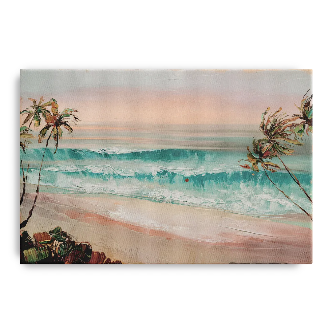 La Jolla Waves And Palms Front - Canvas Wall Art