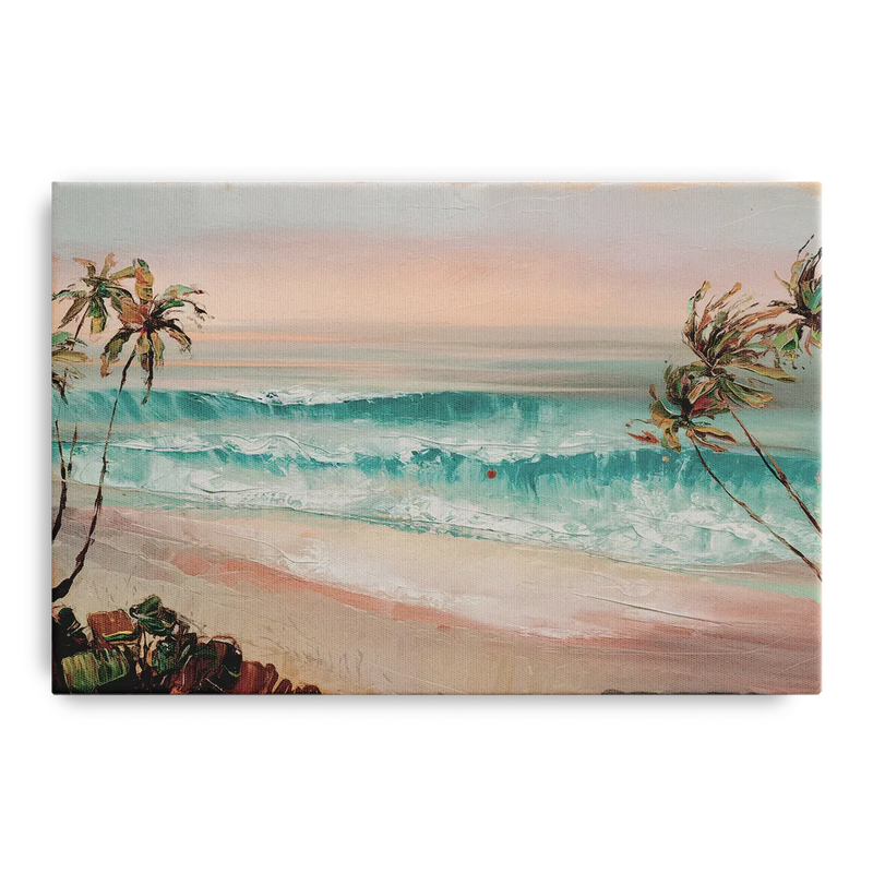 La Jolla Waves And Palms Front - Canvas Wall Art