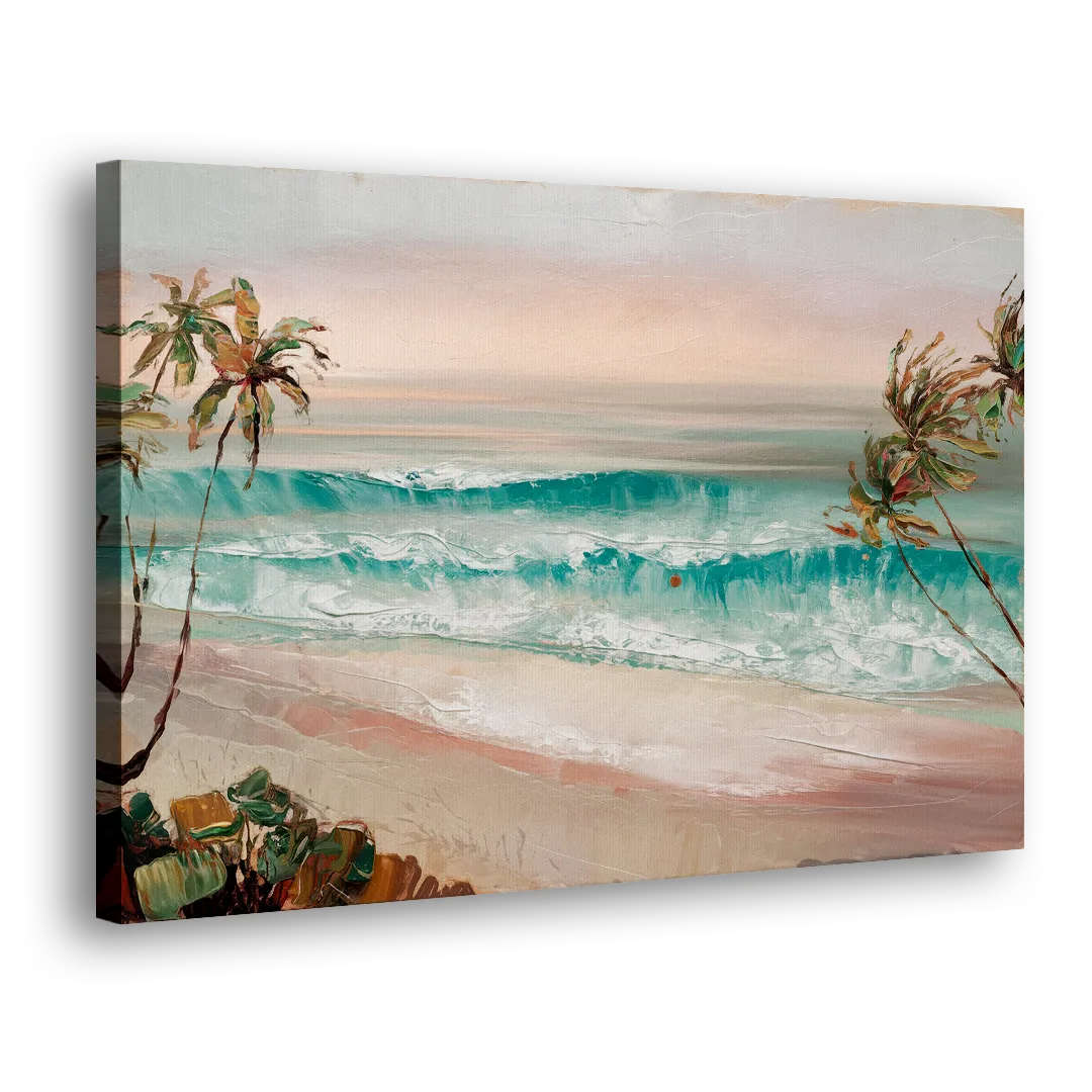 La Jolla Waves And Palms Side - Canvas Wall Art