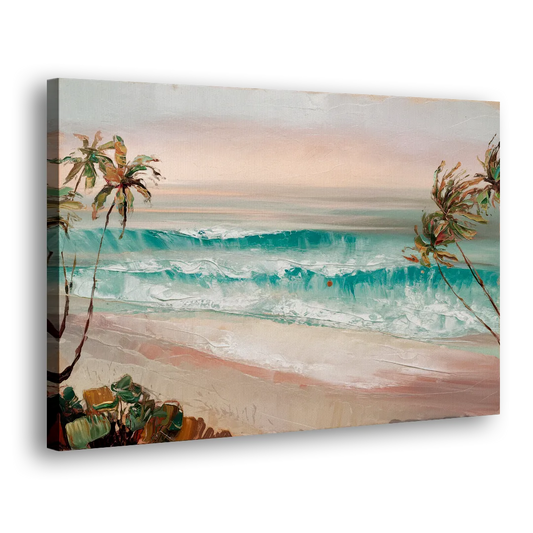 La Jolla Waves And Palms Side - Canvas Wall Art