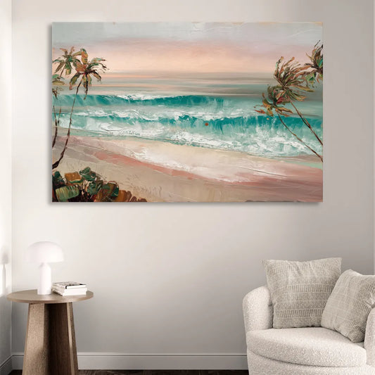 La Jolla Waves And Palms Living Room - Canvas Wall Art