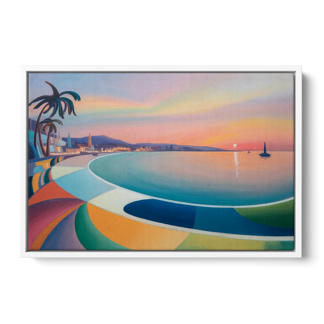La Paz Malecón Sunset Front - White Canvas Wall Art
