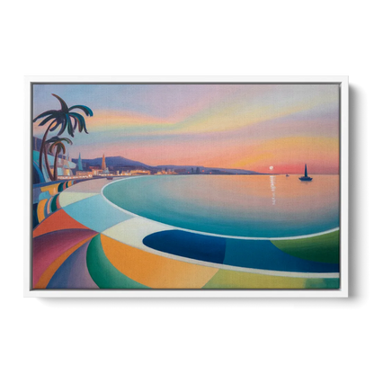 La Paz Malecón Sunset Front - White Canvas Wall Art