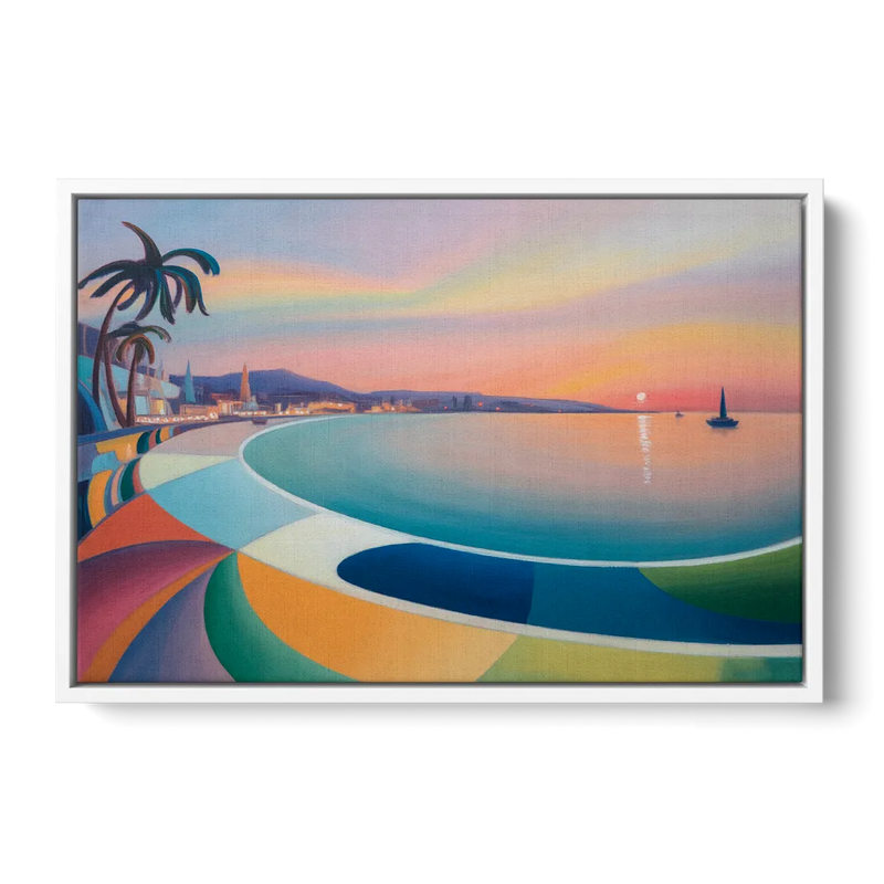 La Paz Malecón Sunset Front - White Canvas Wall Art