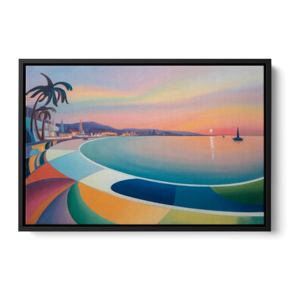 La Paz Malecón Sunset Front - Black Canvas Wall Art