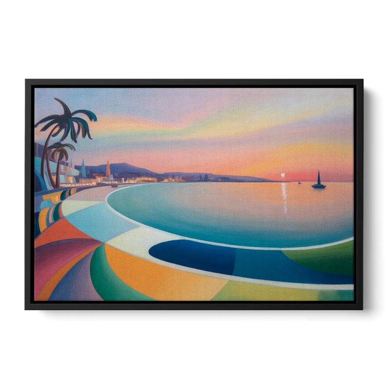 La Paz Malecón Sunset Front - Black Canvas Wall Art