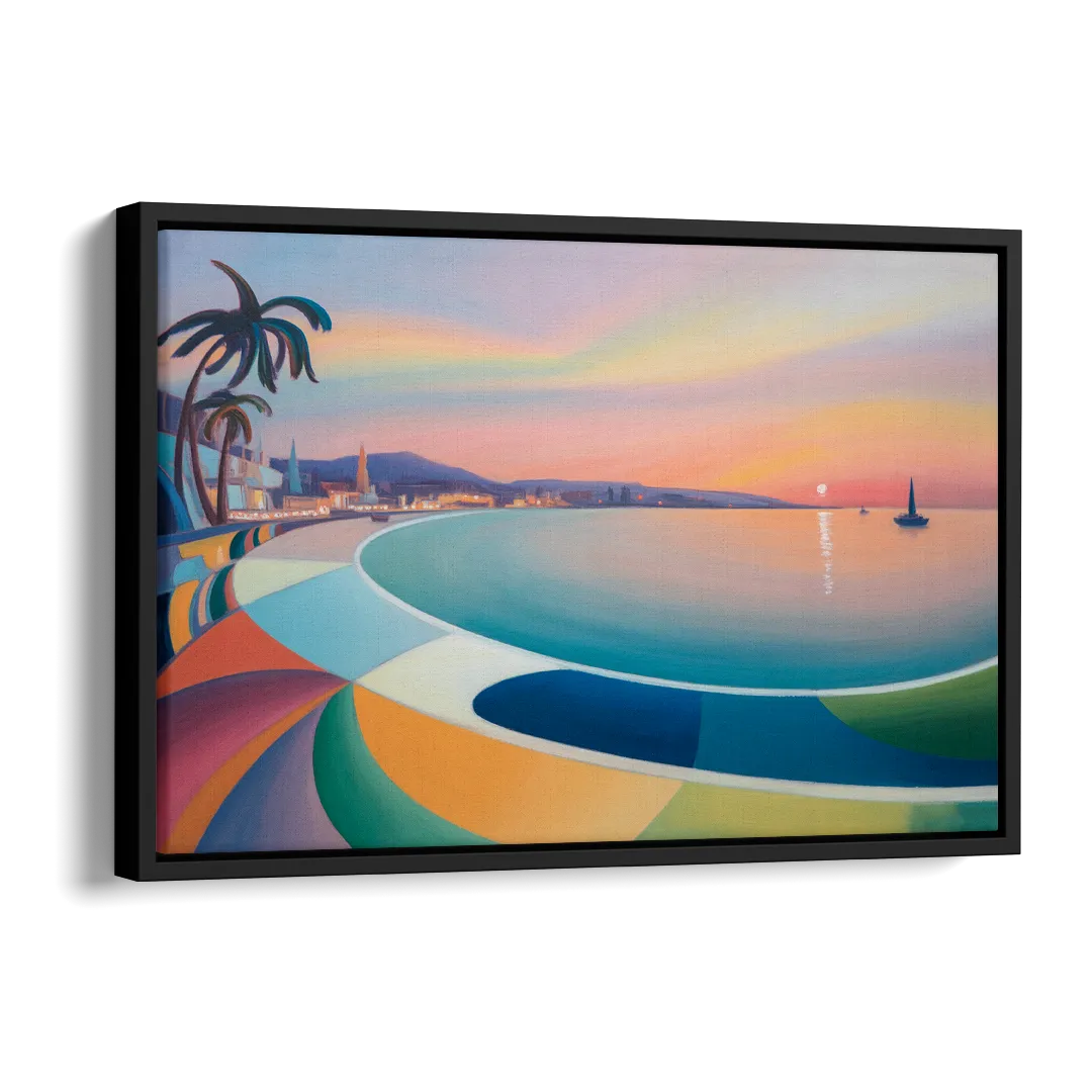 La Paz Malecón Sunset Side - Black Canvas Wall Art