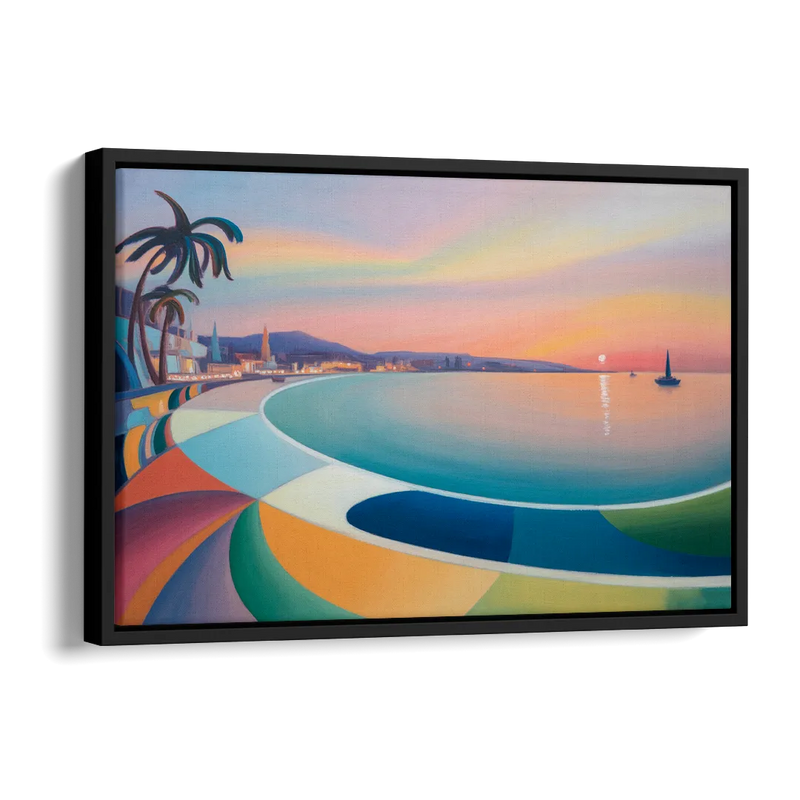 La Paz Malecón Sunset Side - Black Canvas Wall Art