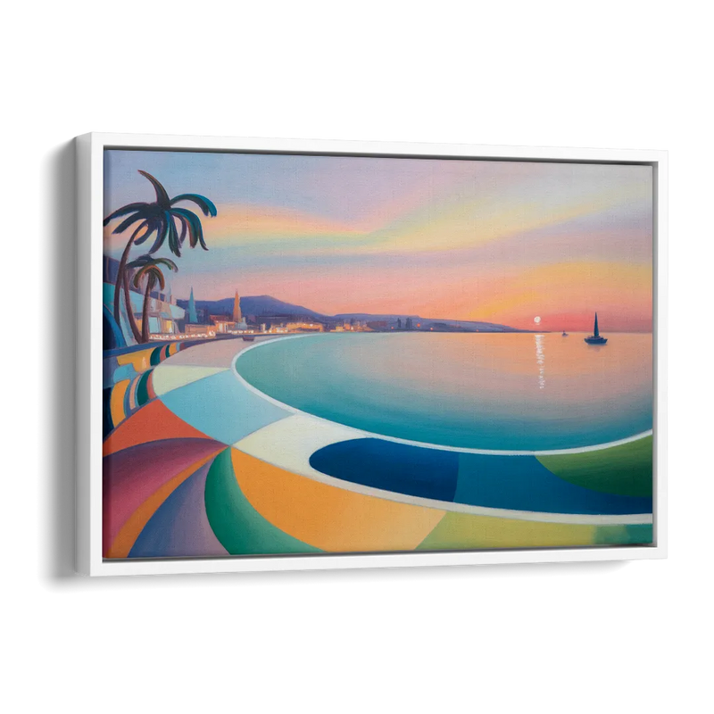 La Paz Malecón Sunset Side - White Canvas Wall Art